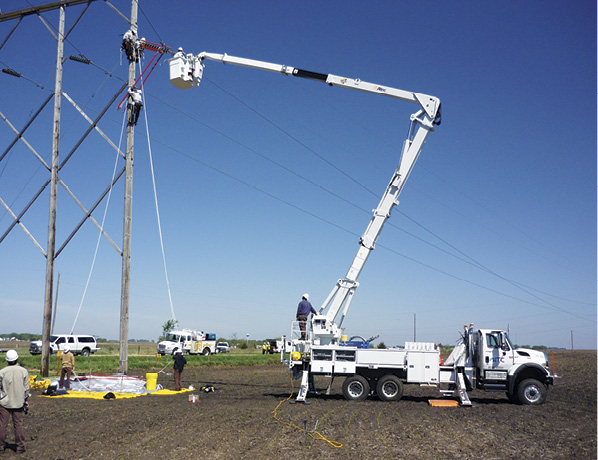Utility crew had live line training that day in central Iowa.