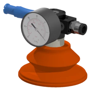 Figure 2 – Vacuum venturi coupled to a vacuum cup and gauge