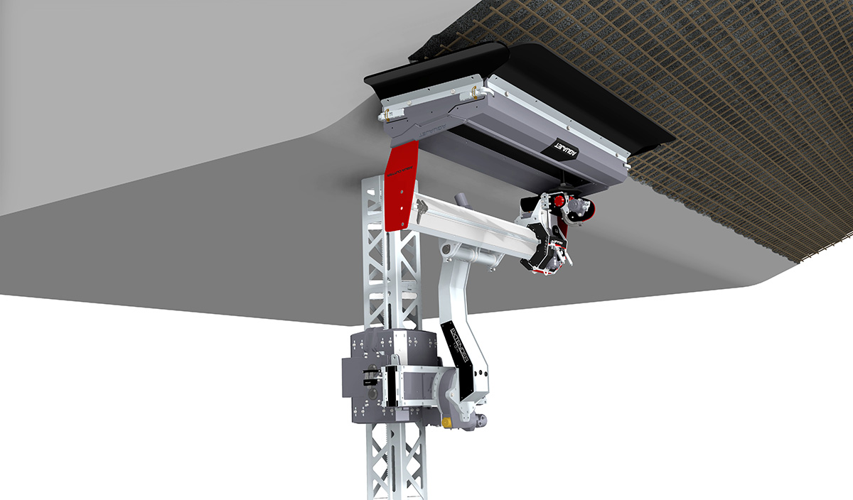 Contractors can quickly and easily attach the Extender to the Aqua Cutter’s tower to perform Hydrodemolition on areas such as sloped roofs or roofs with varying heights.